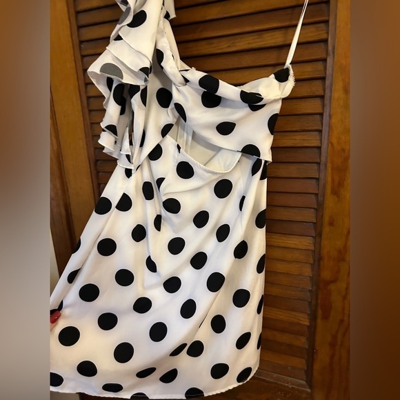 Revolve Superdown Idalah Polka Dot Dress in White and Black (B) - Picture 6 of 7